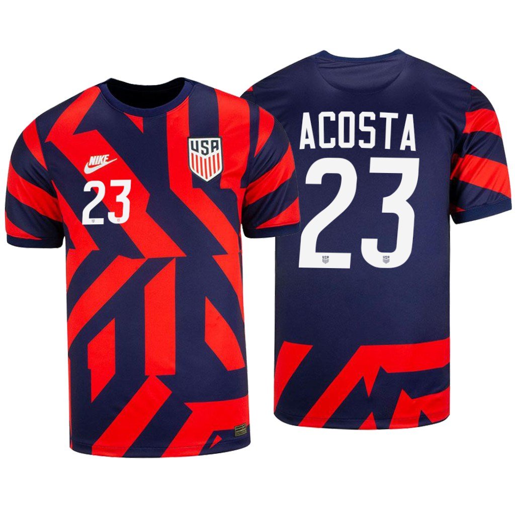 USMNT #23 Kellyn Acosta Navy Red Away Stadium Mens/Kid Soccer Jersey 2021/22