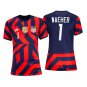 USWNT #1 Alyssa Naeher Navy Red Away Stadium Womens Soccer Jersey 4-Stars 2021/22