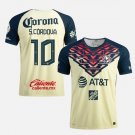 Club America #10 Sebastian Cordova Cream Yellow Home Stadium Mens/Kids Soccer Jersey Shirts 2021/22
