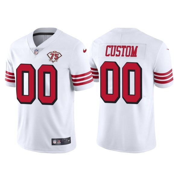 Custom San Francisco 49ers White Throwback Limited Mens Football Jersey 75th Anniversary