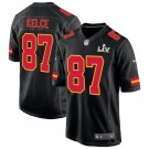 Kansas City Chiefs Travis Kelce Black Bound Game Football Jersey for Men Super Bowl LV Stitched