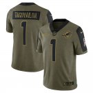 Miami Dolphins Tua Tagovailoa Olive 2021 Salute To Service Limited Jersey For Men
