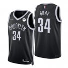 Raiquan Gray Brooklyn Nets Icon Black 75th Anniversary Diamond Stitched Jersey 2022 For Men