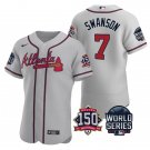Dansby Swanson Atlanta Braves Gray Flex Base 2021 World Series Stitched Jersey For Men