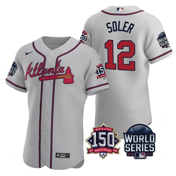 Jorge Soler Atlanta Braves Gray Flex Base 2021 World Series Stitched Jersey For Men