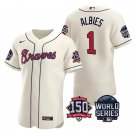 Ozzie Albies Atlanta Braves Cream Flex Base 2021 World Series Stitched Jersey For Men