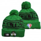 Boston Celtics 75Th Diamond Anniversary Beanie Sport Cuffed Knit Hat With Pom For Adult Green