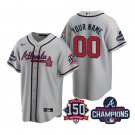 Custom Atlanta Braves Gray Cool Base 2021 World Series Champions Stitched Jersey For Men