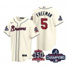 Freddie Freeman Braves Cream Cool Base 2021 World Series Champions Stitched Jersey For Youth