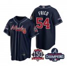 Max Fried Atlanta Braves Navy Cool Base 2021 World Series Champions Stitched Jersey For Youth