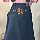 OOAK Girls Denim Jumper w/ western pony theme & Pink Short Sleeve Shirt Size 2T