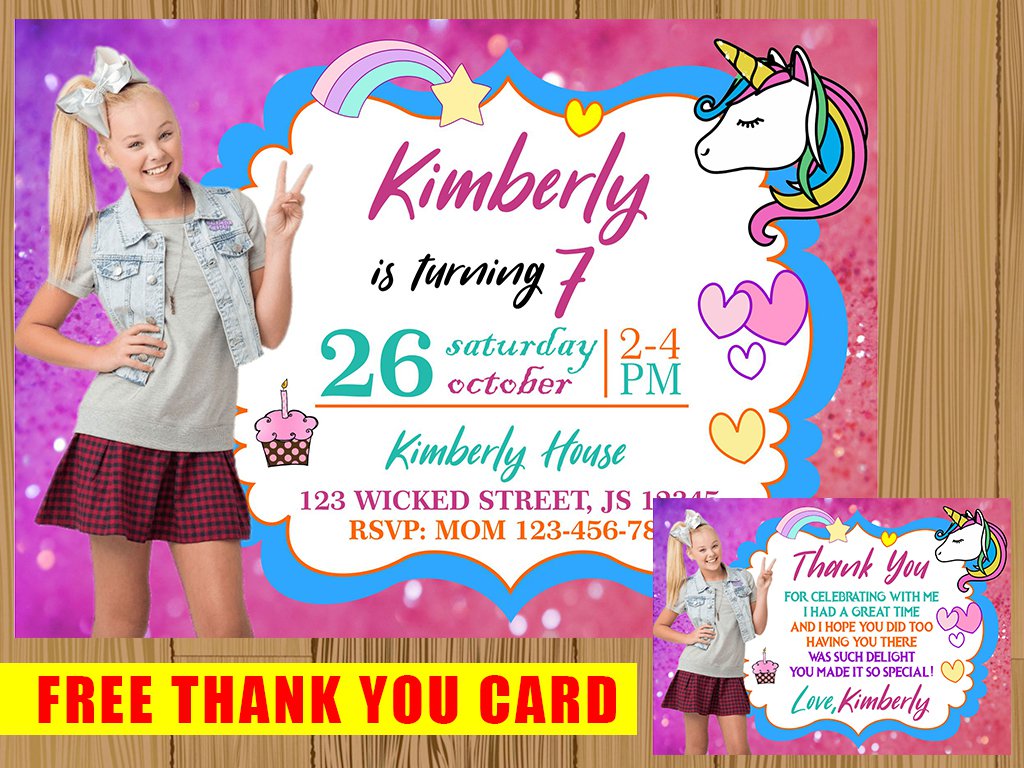 Jojo Siwa Invitation, Jojo Siwa Invitations, Jojo Siwa Birthday Invitation