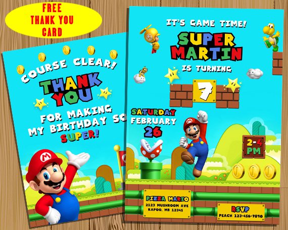 Mario Invitation, Mario Invitations, Super Mario Invitation, Super Mario Invitations