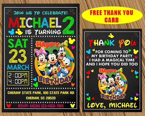 Mickey Mouse Invitation, Mickey Mouse Invitations, Mickey Mouse Birthday