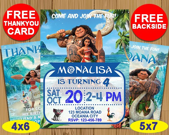 Moana Invitation, Moana Invitations, Moana Birthday Invitation