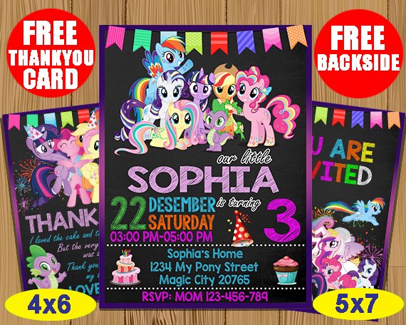 My Little Pony Invitation, My Little Pony Invitations, My Little Pony Birthday Invitation