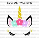 Unicorn SVG, Unicorn head Svg, Unicorn Clip Art, Unicorn Face SVG, Cute Unicorn SVG