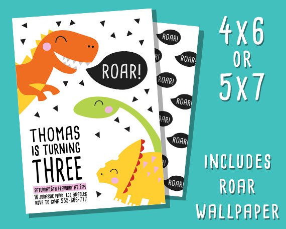 Dinosaur Roar Birthday Invitations