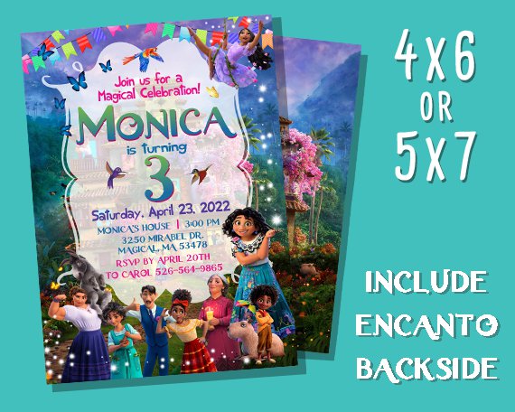 Encanto Invitation ENCANTO Birthday Invitation Mirabel, Isabel, Luisa, Dolores, Antonio!