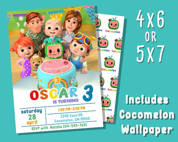 Cocomelon Birthday Invitation Cocomelon Invitation Kids Invitation ...