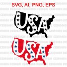 USA SVG USA Map SVG Happy 4th July SVG Cut File Clipart Independence Day SVG America SVG US SVG