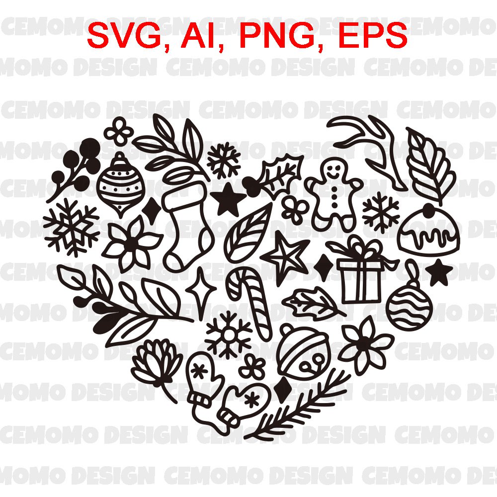 Christmas SVG Love Christmas SVG Christmas Doodle SVG Love Doodle SVG
