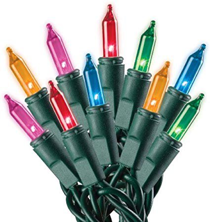 Prextex Christmas 100-Count Multi Color Green Wire Light Set Christmas ...