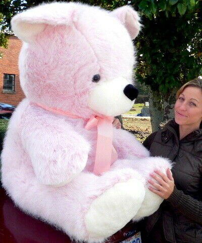 American Made Giant Pink Teddy Bear 54 Inch Soft Stuffed  Made in USA America