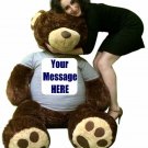 Customized T-shirt on Big Plush 5 Foot Brown Teddy Bear, Printed with Your Text