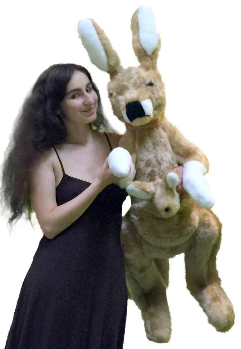 American Made Big Stuffed Kangaroo 42 Inches Tall With Baby in Pouch Made in USA
