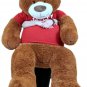 Happy Birthday 5 Foot Big Plush Giant Teddy Bear Soft Cinnamon Color Wears Shirt