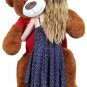 Happy Birthday 5 Foot Big Plush Giant Teddy Bear Soft Cinnamon Color Wears Shirt
