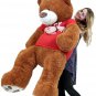 Happy Birthday 5 Foot Big Plush Giant Teddy Bear Soft Cinnamon Color Wears Shirt
