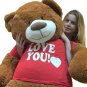 Big Plush 5 Foot Giant Teddy Bear 60 Inch Soft Cinnamon Brown I Love You T-shirt