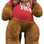 Big Plush 5 Foot Giant Teddy Bear 60 Inch Soft Cinnamon Brown I Love You T-shirt