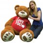 Big Plush 5 Foot Giant Teddy Bear 60 Inch Soft Cinnamon Brown I Love You T-shirt