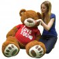Big Plush 5 Foot Giant Teddy Bear 60 Inch Soft Cinnamon Brown I Love You T-shirt