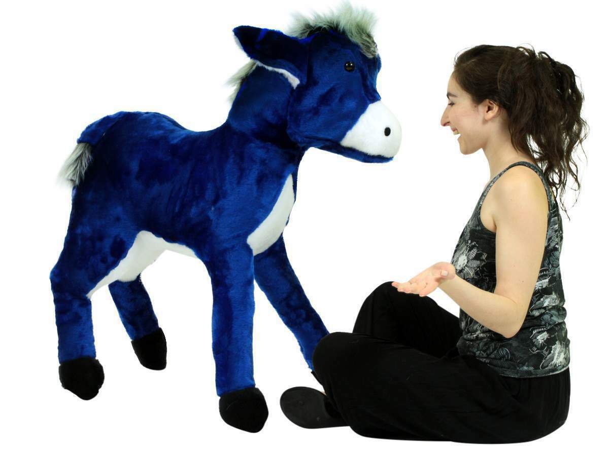 Big Plush Giant Stuffed Blue Donkey 42 Inch Soft Stuffed Animal Made USA