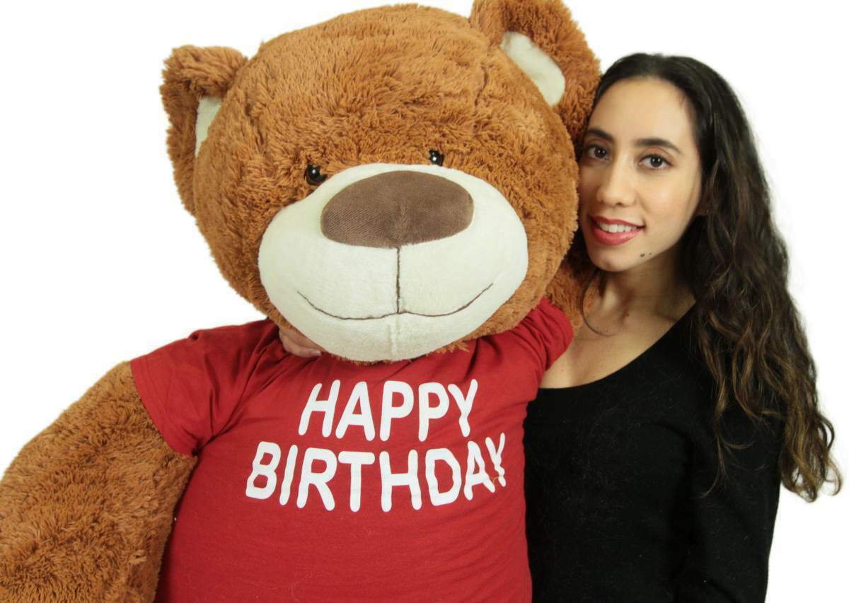5 Foot Giant Teddy Bear Wears Removable Happy Birthday Tshirt, Soft Stuffed New