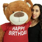 5 Foot Giant Teddy Bear Wears Removable Happy Birthday Tshirt, Soft Stuffed New