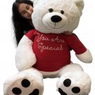 Giant  Valentine Teddy Bear 48 Inch White Soft New, T-shirt says You Are Special