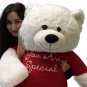 Giant Valentine Teddy Bear 48 Inch White Soft New, T-shirt says You Are Special