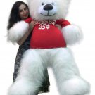 Valentine's Day Giant White Teddy Bear 55 inches Wears Tshirt KISSES 25 CENTS
