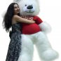 Valentine's Day Giant White Teddy Bear 55 inches Wears Tshirt KISSES 25 CENTS