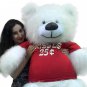 Valentine's Day Giant White Teddy Bear 55 inches Wears Tshirt KISSES 25 CENTS