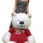 Valentine's Day Giant White Teddy Bear 55 inches Wears Tshirt KISSES 25 CENTS