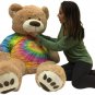 Big Plush 5 Foot Teddy Bear wears removable Tie-Dye Rainbow Color Tshirt