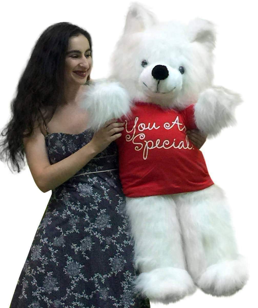 Giant Teddy Bear 45 inches Wears YOU ARE SPECIAL T-shirt White Soft Big Plush
