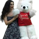 Giant Teddy Bear 45 inches Wears YOU ARE SPECIAL T-shirt White Soft Big Plush