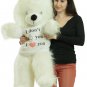 Giant White Teddy Bear Soft 36 inches, Wears T-Shirt I Dont Like You I Love You